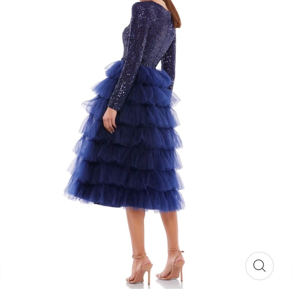 MacDuggal Sequins Tiered MIDI Formal - Picture 2 of 4